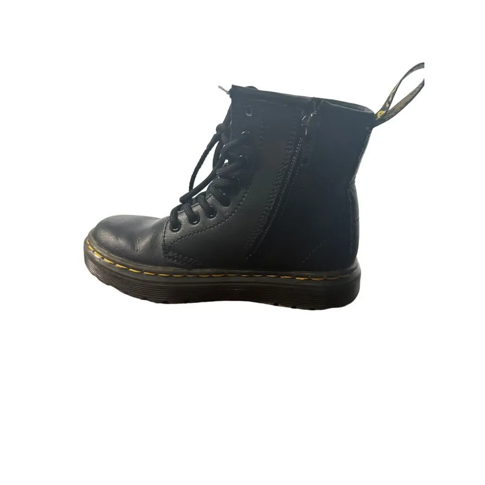 Dr Marten Girls Black Leather Lace Up Side Zip Boots Docs Girls Size 11‎